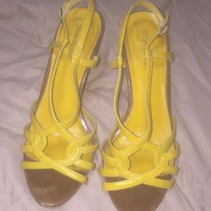 Yellow strappy heels